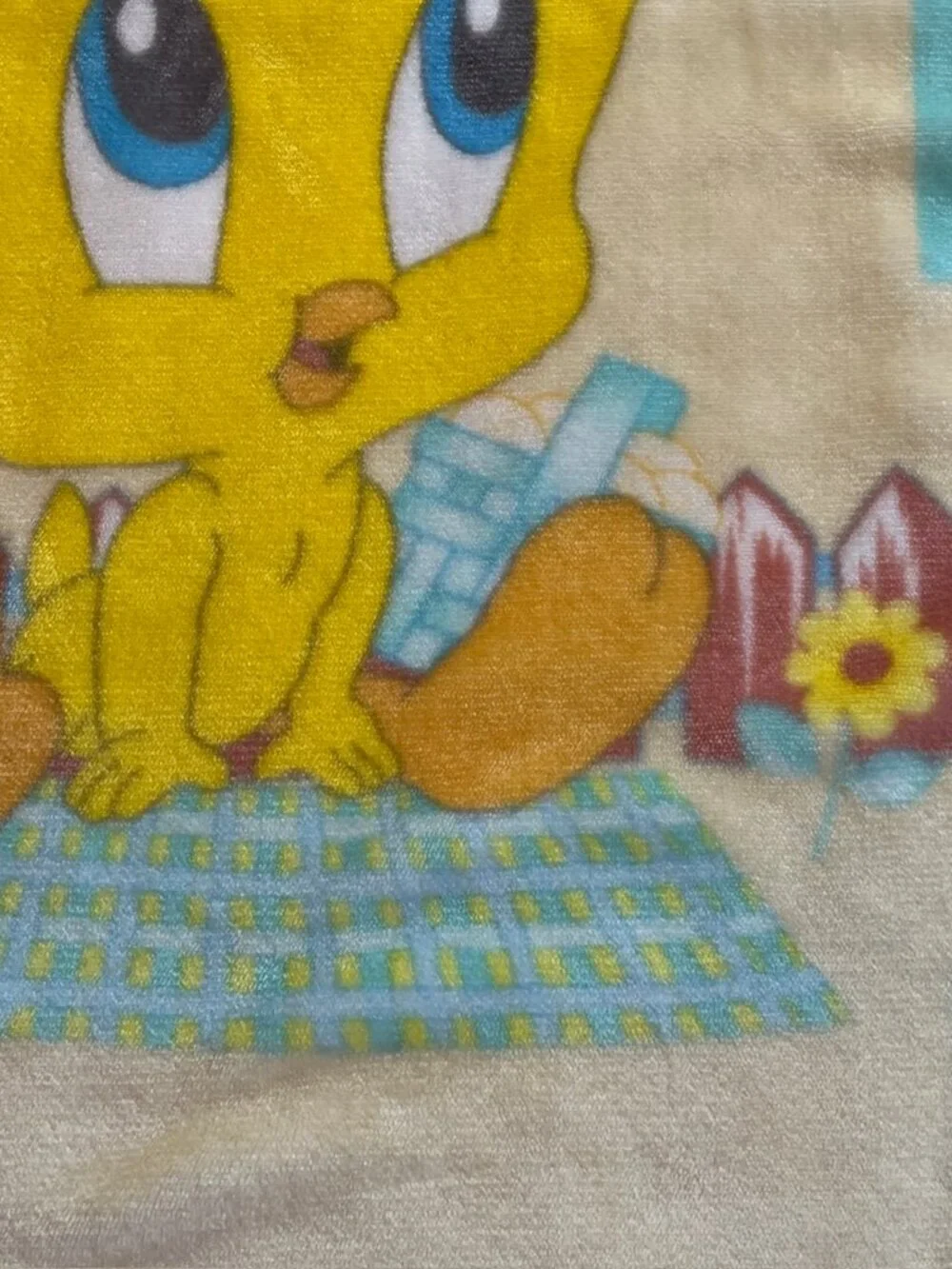 Vintage 2001 Baby Tweety Bird Looney Tunes Crib Blanket Plush Infant 28x42 Y2K
